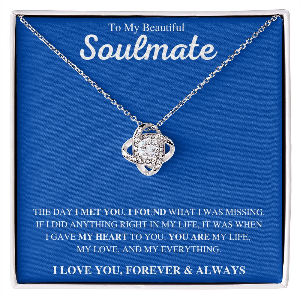 To My Soulmate | Love Knot Necklace (Blue)