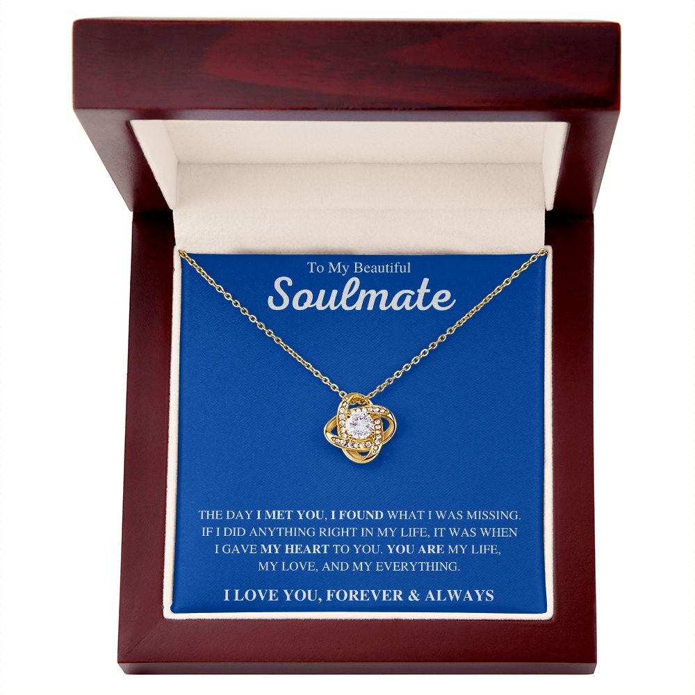 To My Soulmate | Love Knot Necklace (Blue)