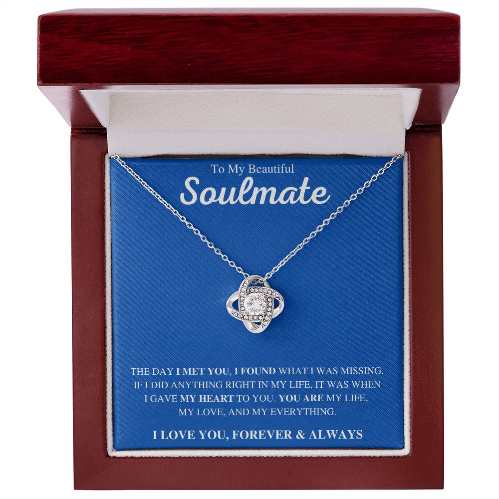 To My Soulmate | Love Knot Necklace (Blue)