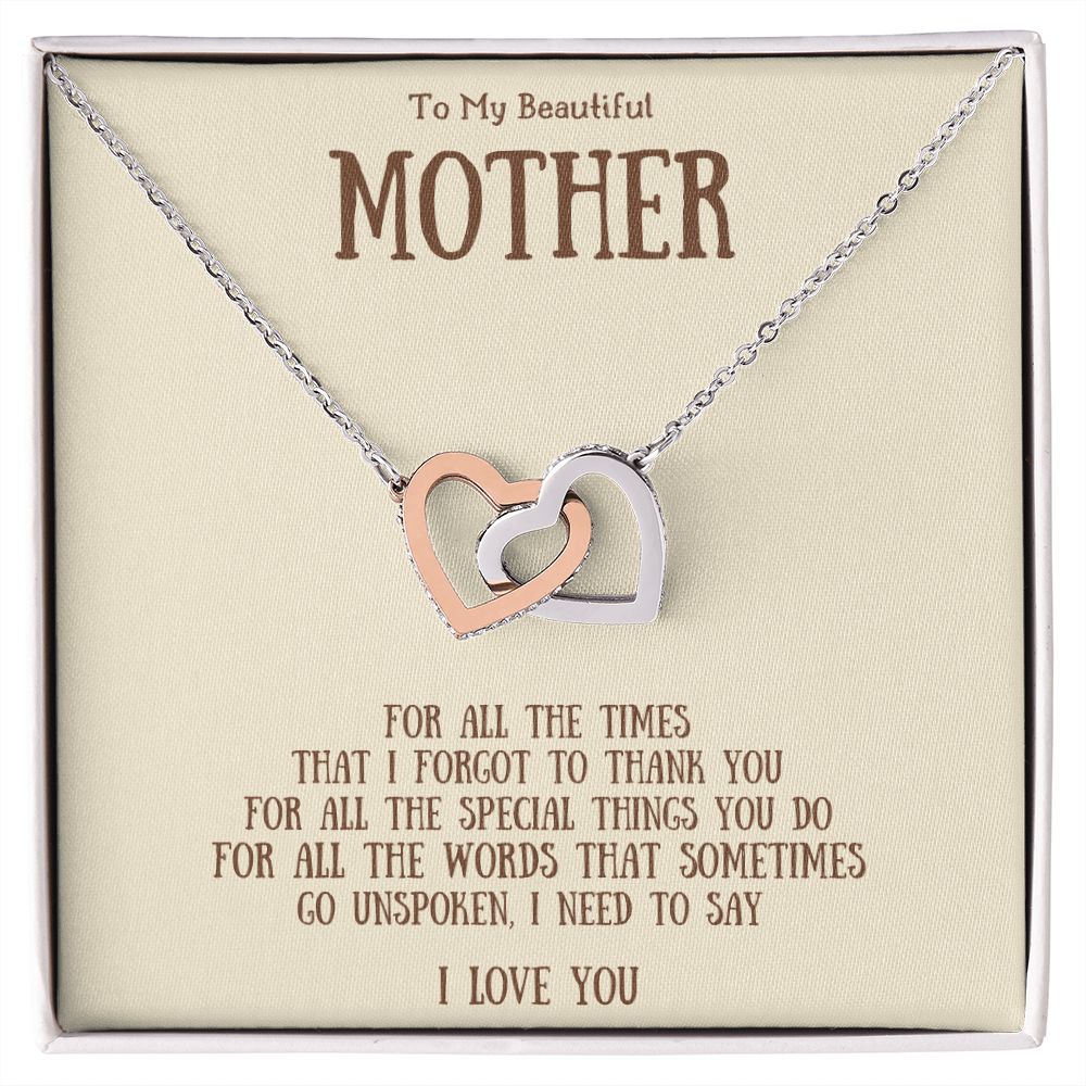 To My Beautiful Mother | Interlocking Hearts Necklace