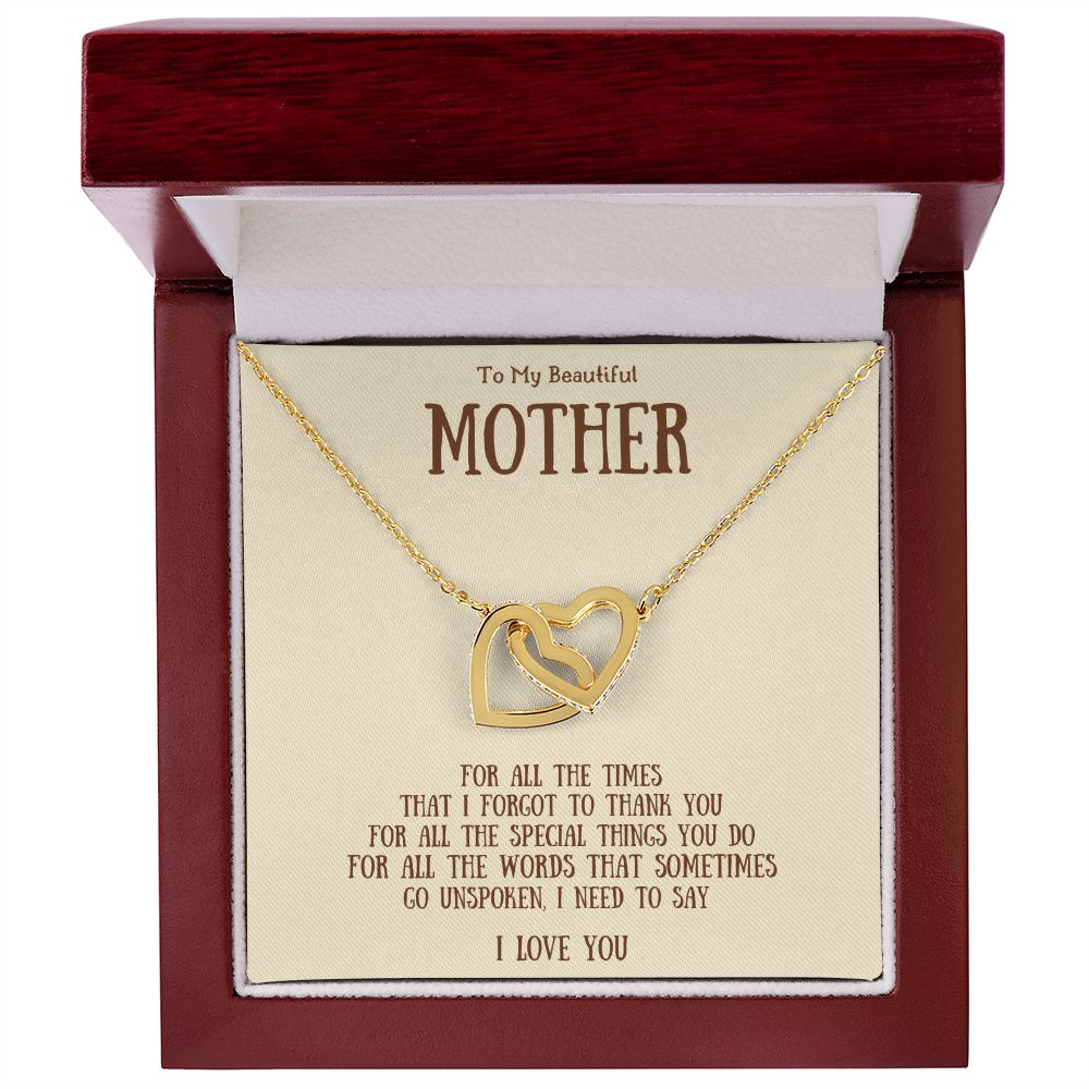 To My Beautiful Mother | Interlocking Hearts Necklace