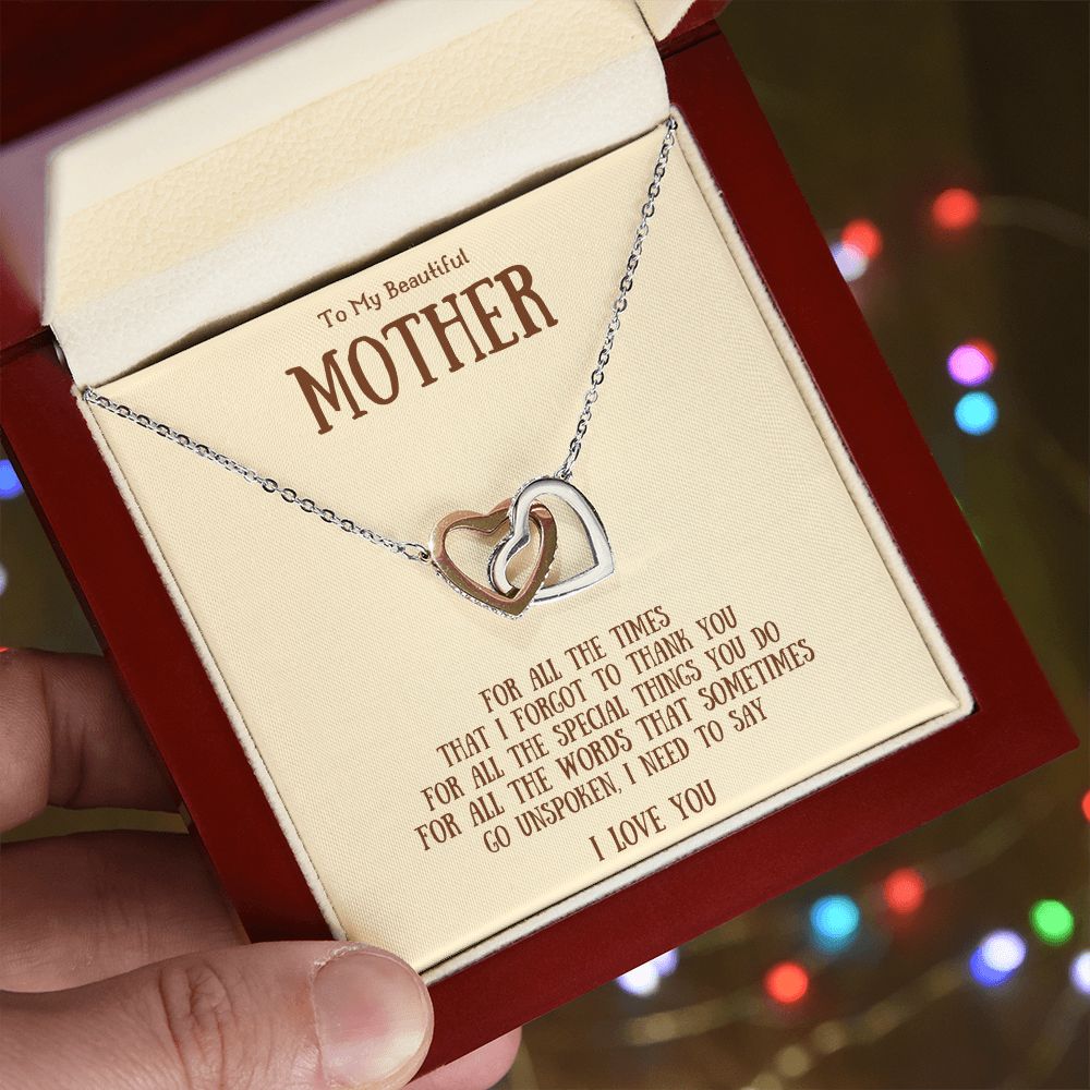 To My Beautiful Mother | Interlocking Hearts Necklace