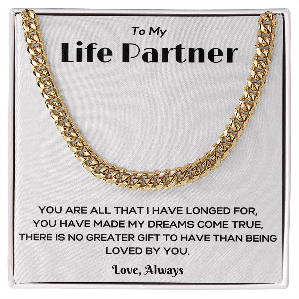 To My Life Partner | Cuban Link Chain