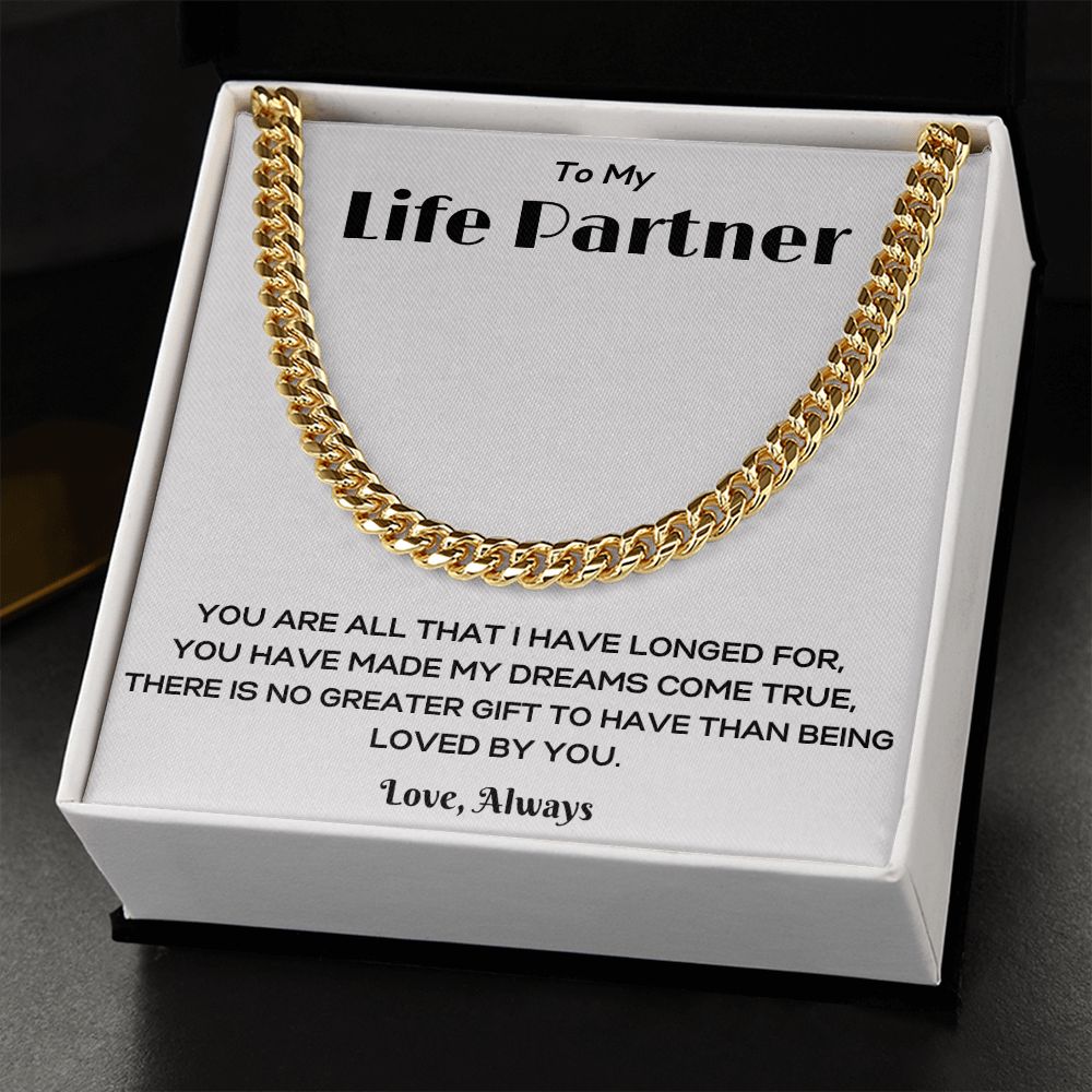 To My Life Partner | Cuban Link Chain