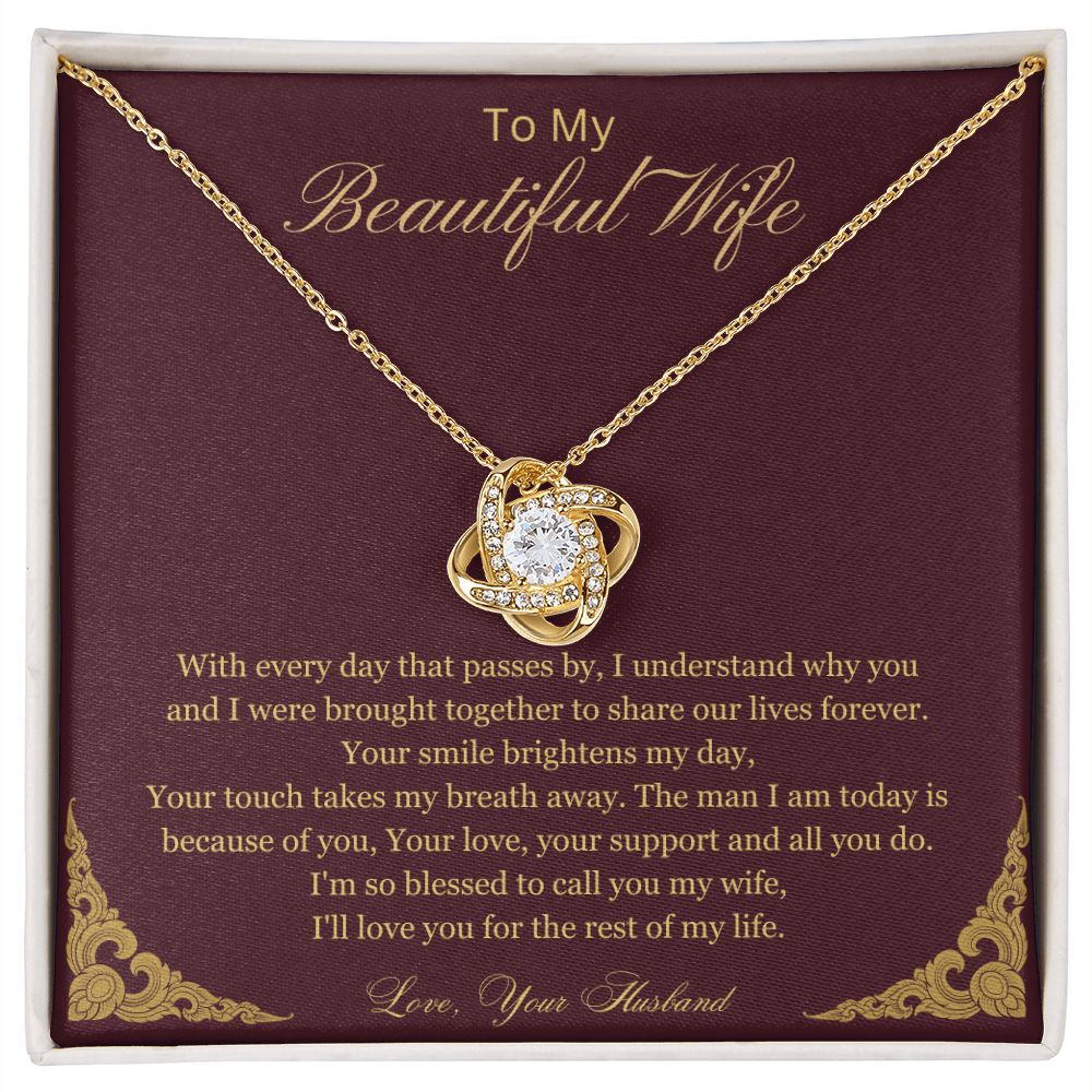 To My Beautiful Wife | Love Knot Necklace