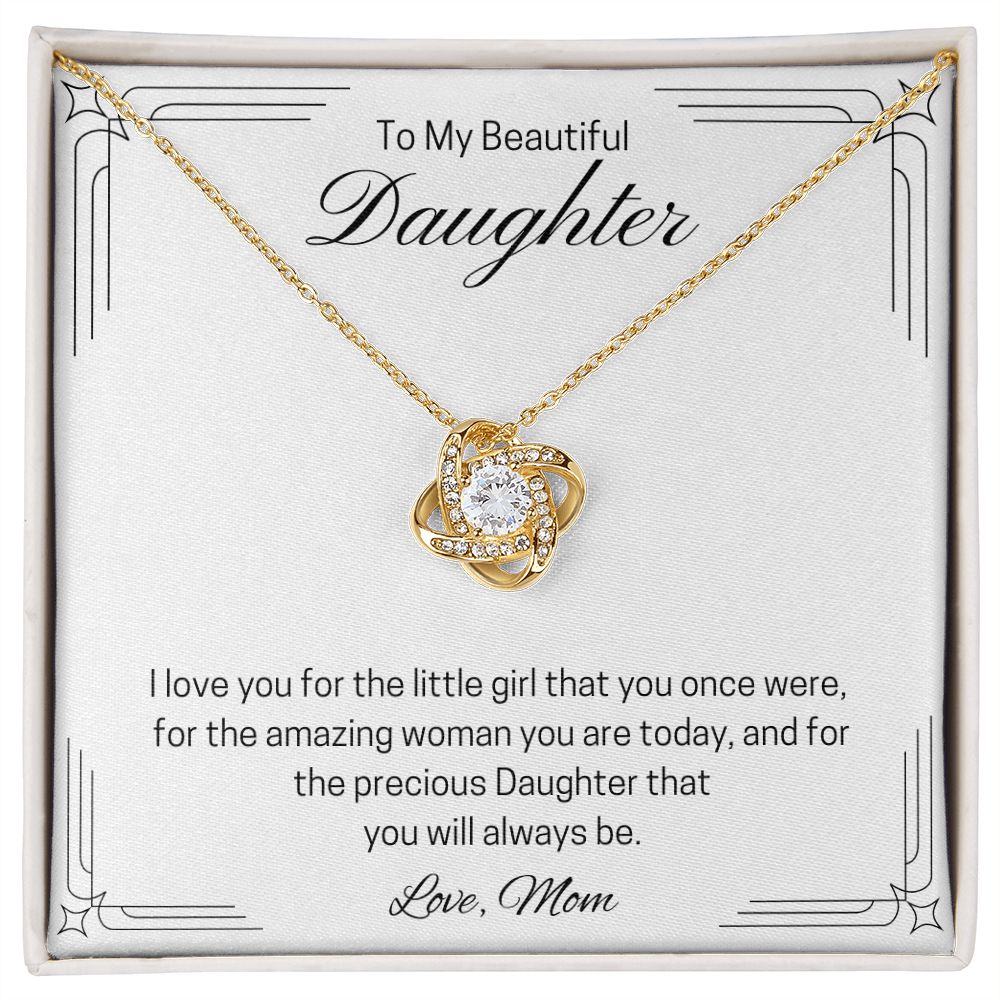 To My Beautiful Daughter | Love Knot Necklace (Mom)