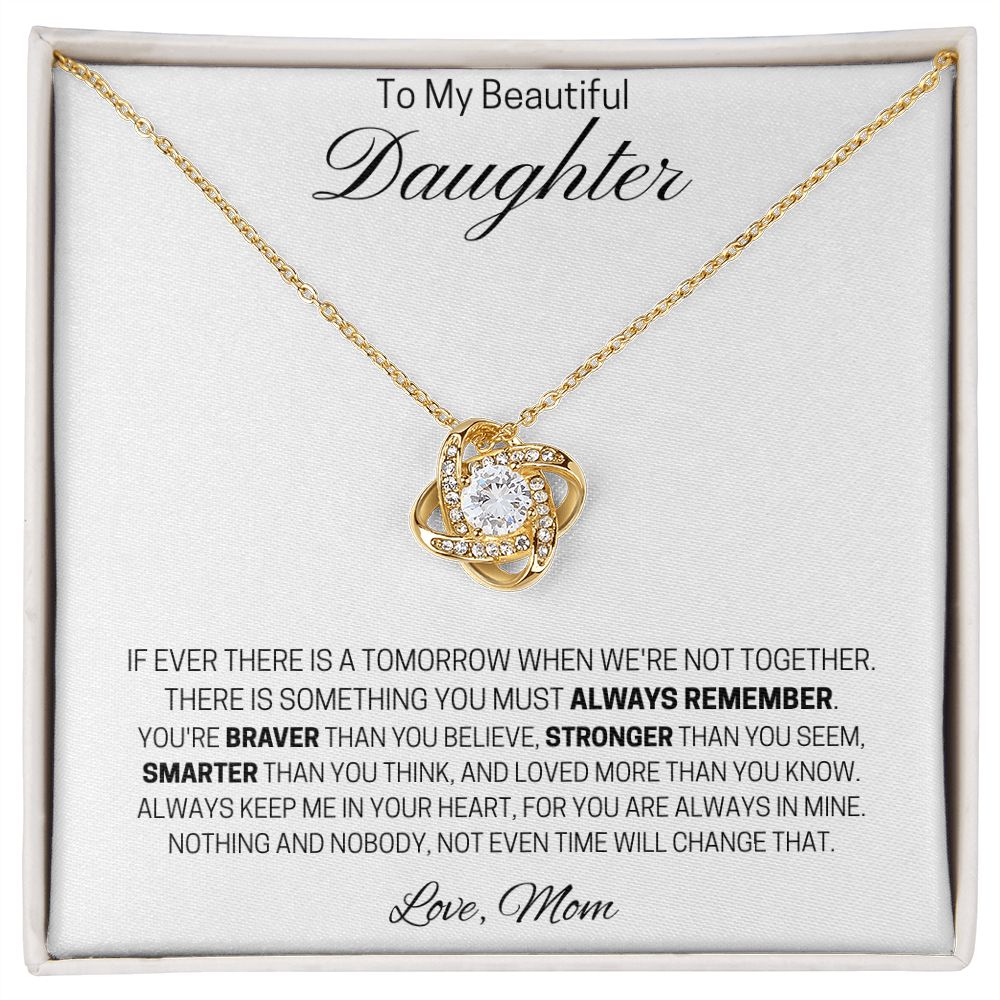 To My Beautiful Daughter | Love Knot Necklace (Mom)