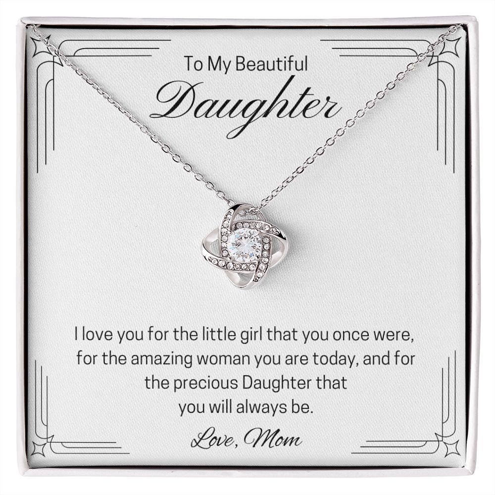 To My Beautiful Daughter | Love Knot Necklace (Mom)