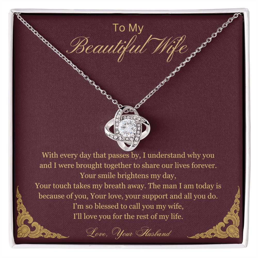 To My Beautiful Wife | Love Knot Necklace