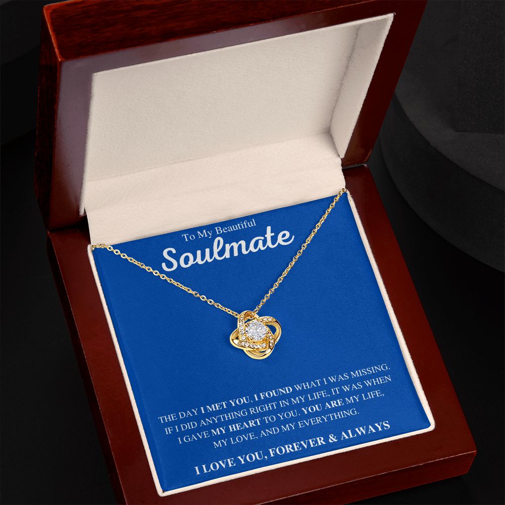 To My Soulmate | Love Knot Necklace (Blue)