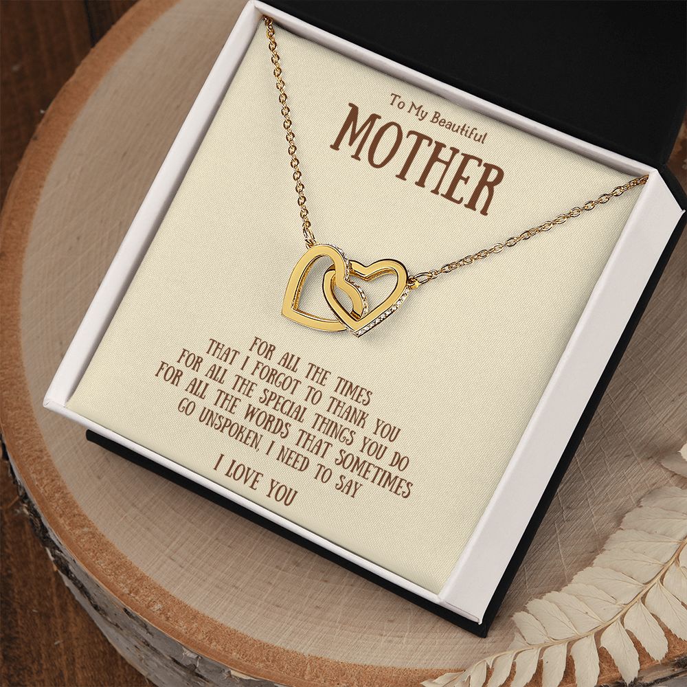 To My Beautiful Mother | Interlocking Hearts Necklace