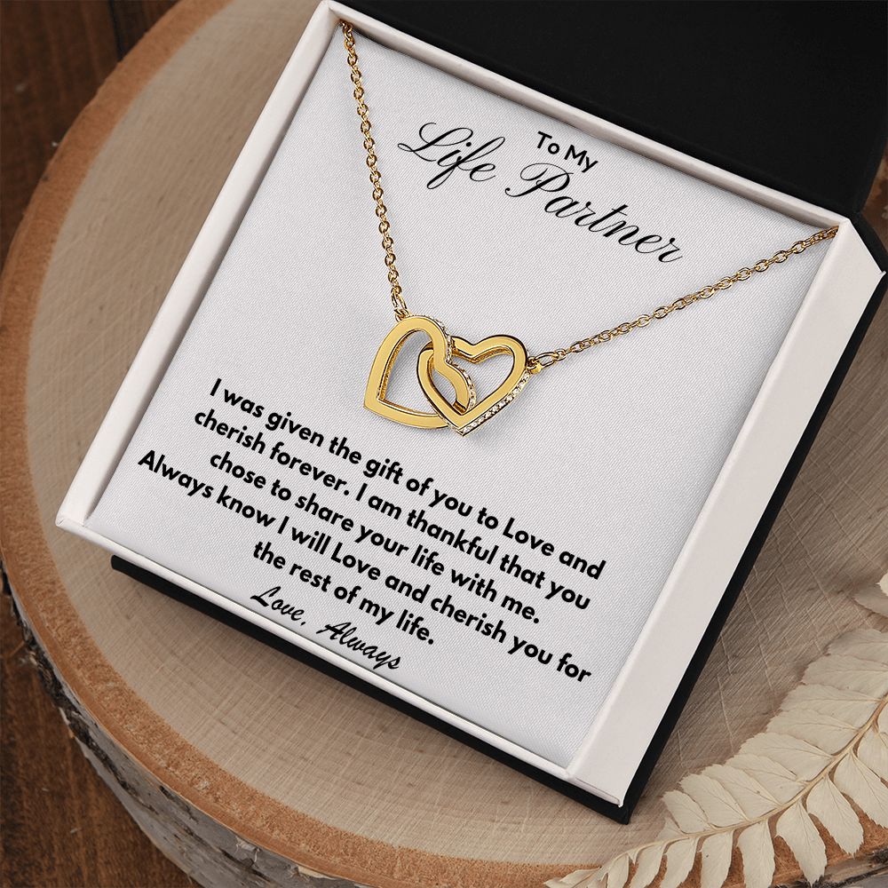 To My Life Partner | Interlocking Hearts Necklace