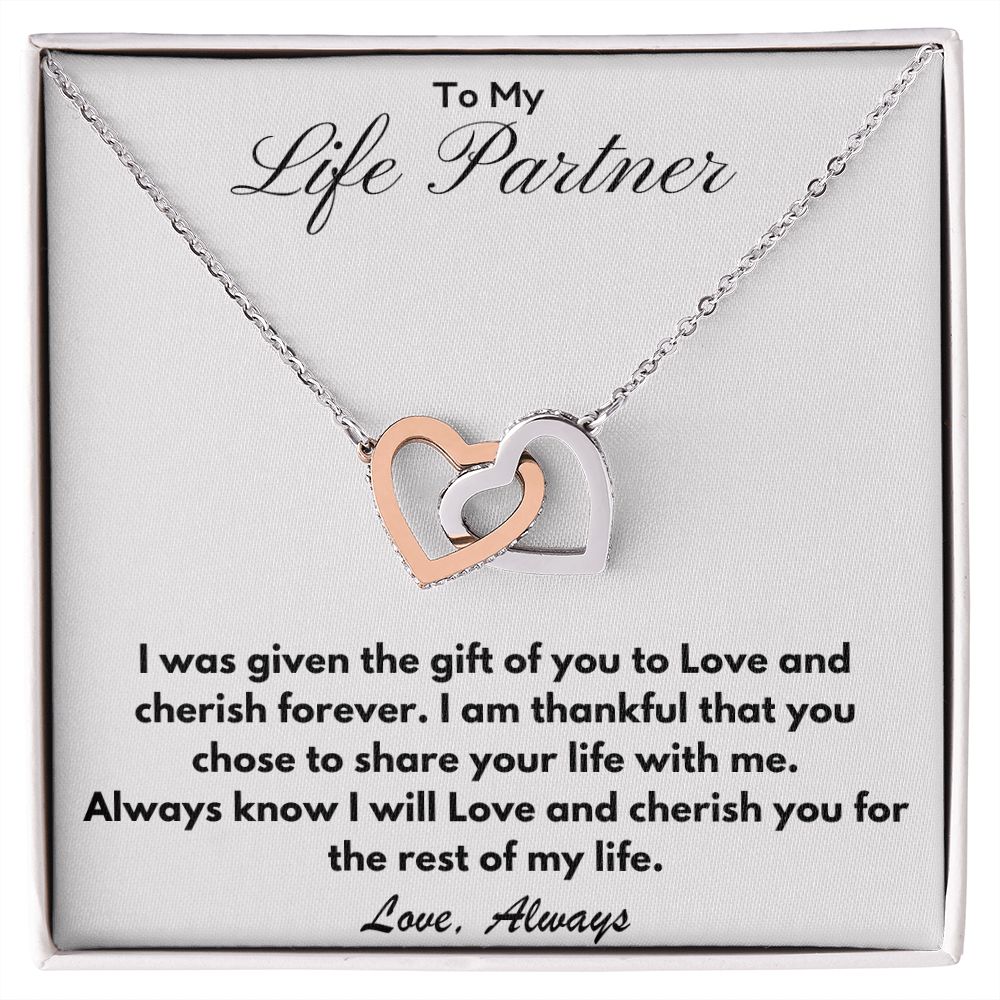 To My Life Partner | Interlocking Hearts Necklace