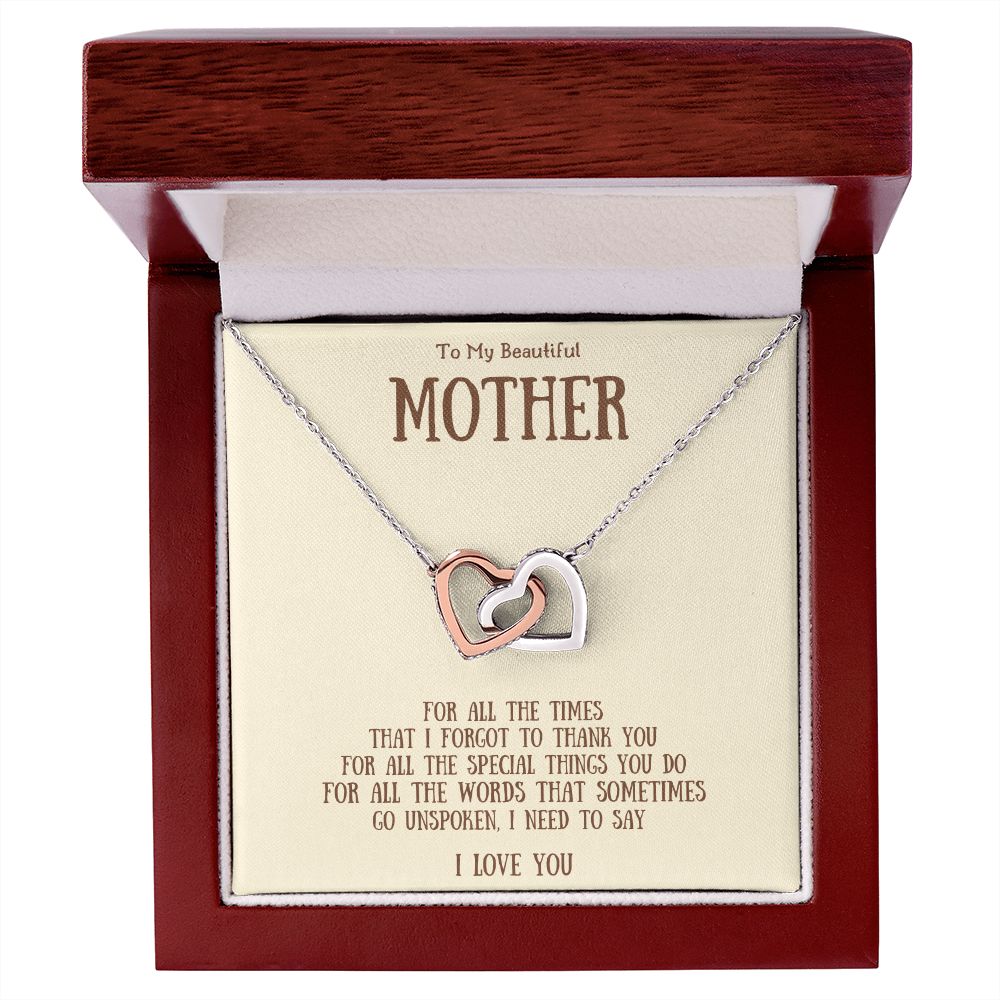 To My Beautiful Mother | Interlocking Hearts Necklace