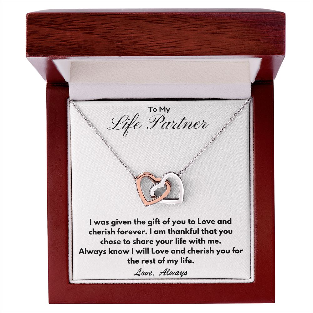 To My Life Partner | Interlocking Hearts Necklace