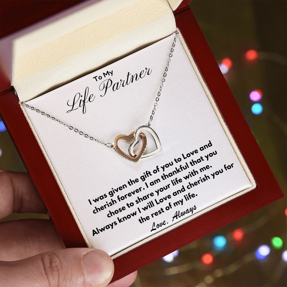 To My Life Partner | Interlocking Hearts Necklace